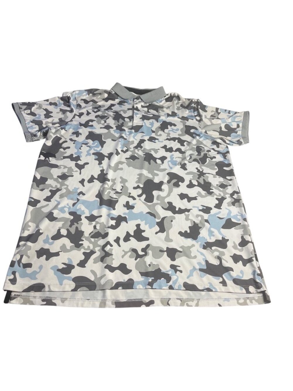 Greyson Mens Camo Polo Shirt Light Blue/gray/black XL short sleeve preppy golf